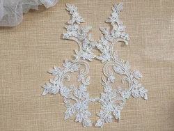 Unique Pattern Flower Embroidery Car Bone Floral Appliqué Medallions For Bridal Dress Accessories Wedding veil