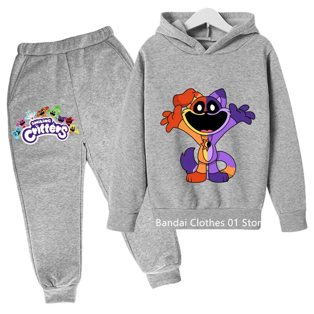 Anime Smiling Critters primavera otoño niños y niñas Sudadera con capucha de algodón + Pantalones ropa deportiva elástica de diseño elegante de alta calidad