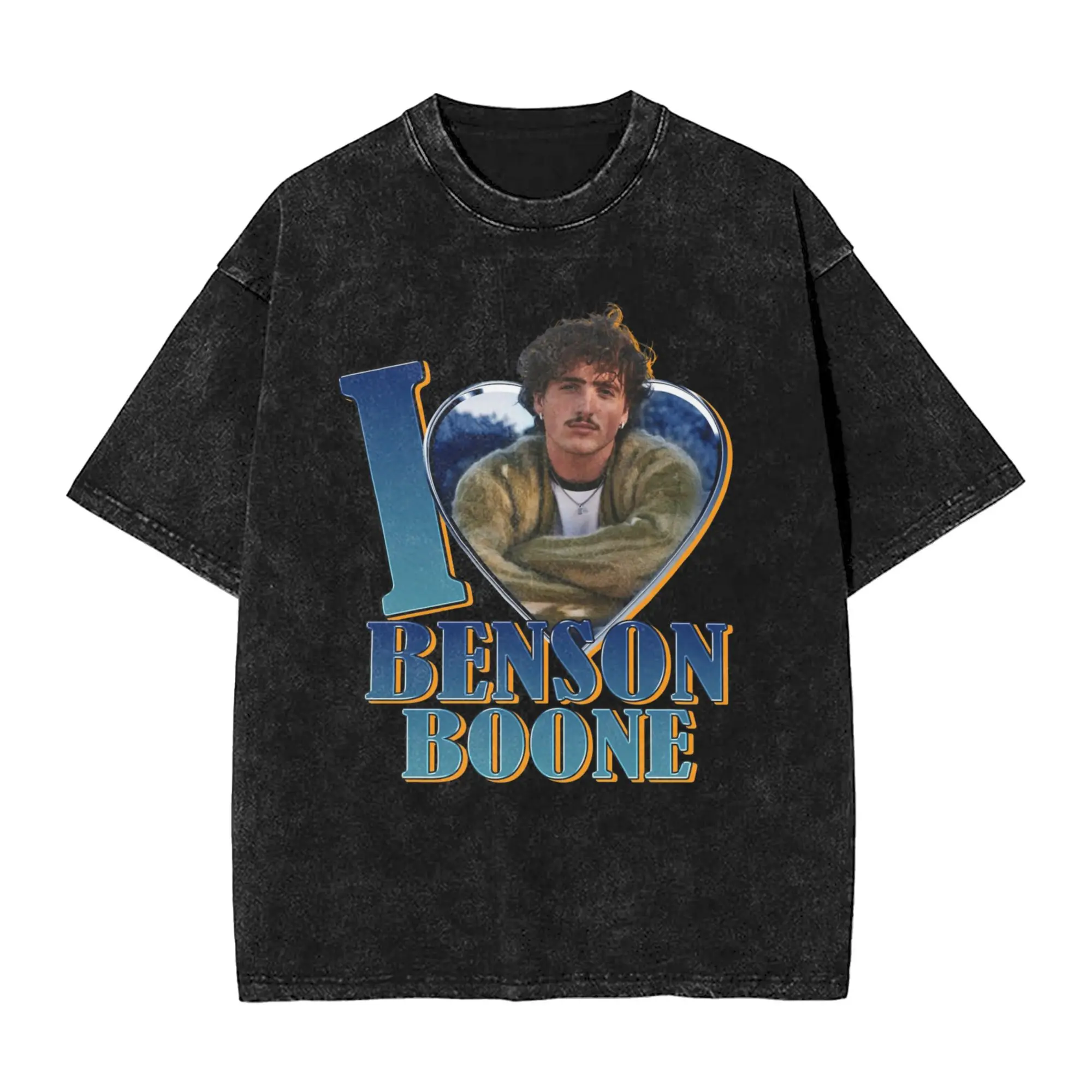 

Washed T Shirt I Love Benson Boone Hip Hop Retro T-Shirts Oversize Streetwear 100% Cotton Summer Tops Tees for Men Women