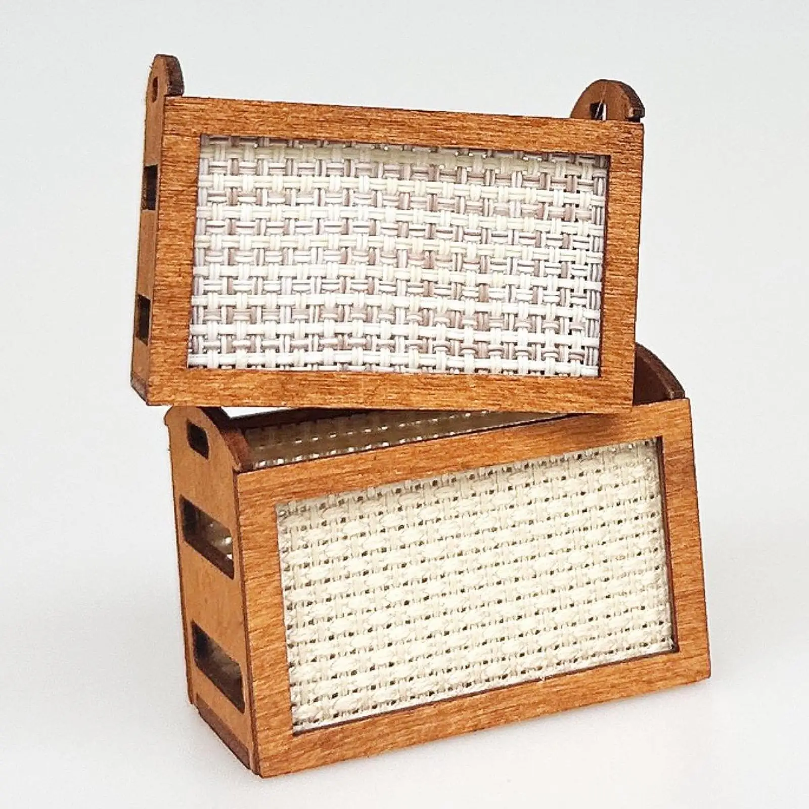 Miniature Wooden Storage Basket Organizer 1 12 Scale Dollhouse Furniture for Mini Doll Room Decoration