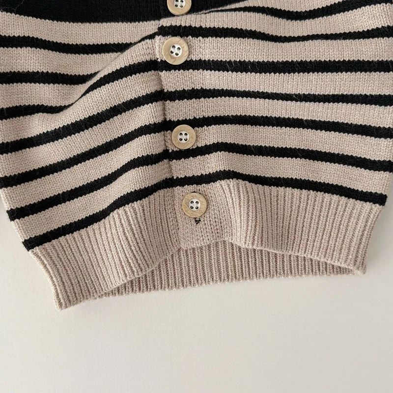 2025 جديد الخريف 0-3Yrs طفل رضيع الفتيات الفتيان مجموعة ملابس بأكمام طويلة مخطط سترة بذلة ملابس الأطفال دعوى