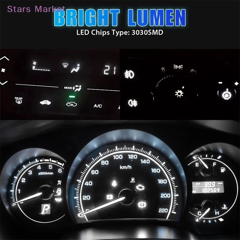 New 20Pcs 12V Canbus T5 58 74 286 W1.2W 3030 LED 3SMD Wedge LED Light Car Dashboard Instrument Panel Lamp Bulb