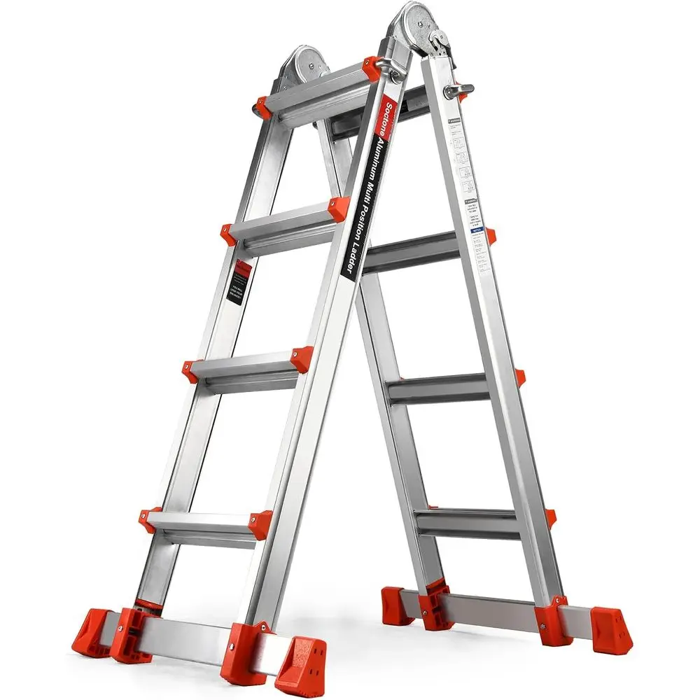 

Ladder, A e Extension Ladder, Multi Position with Stabilizer Bar, 330 lbs Weight Rating Telescoping Ladder or Household or Outdo