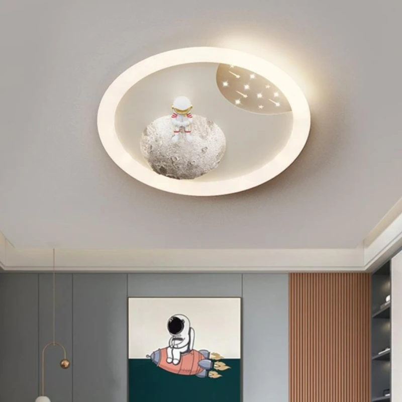 Lámpara de techo acrílica de astronauta Lunar Simple y moderna, protección ocular, lámparas de techo para dormitorio infantil, iluminación decorativa para el hogar