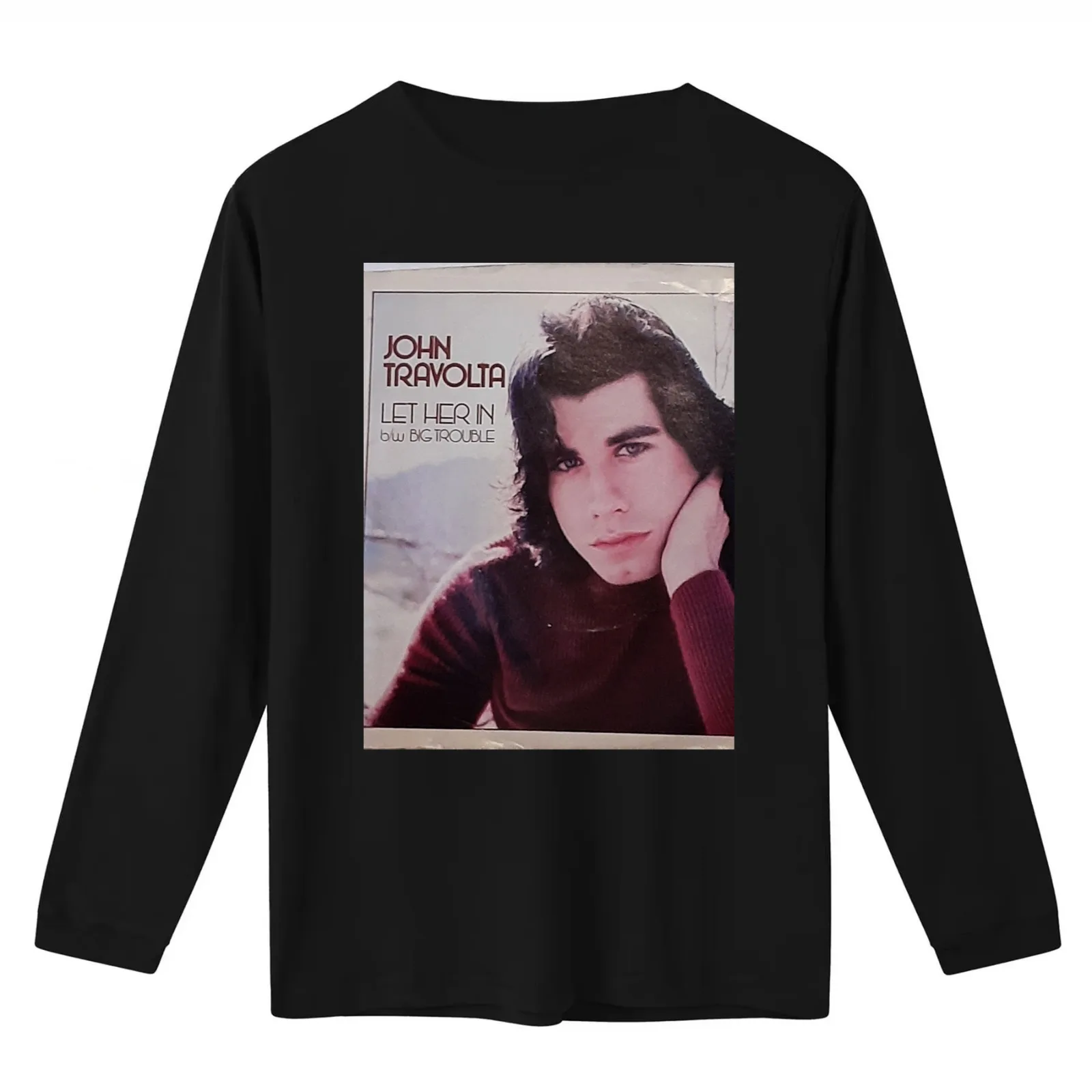 John Travolta Travolta Pic Slv 45 record early Let Her In T-Shirt Summer Casual Cotton Tee Oversized Streetwear Tops