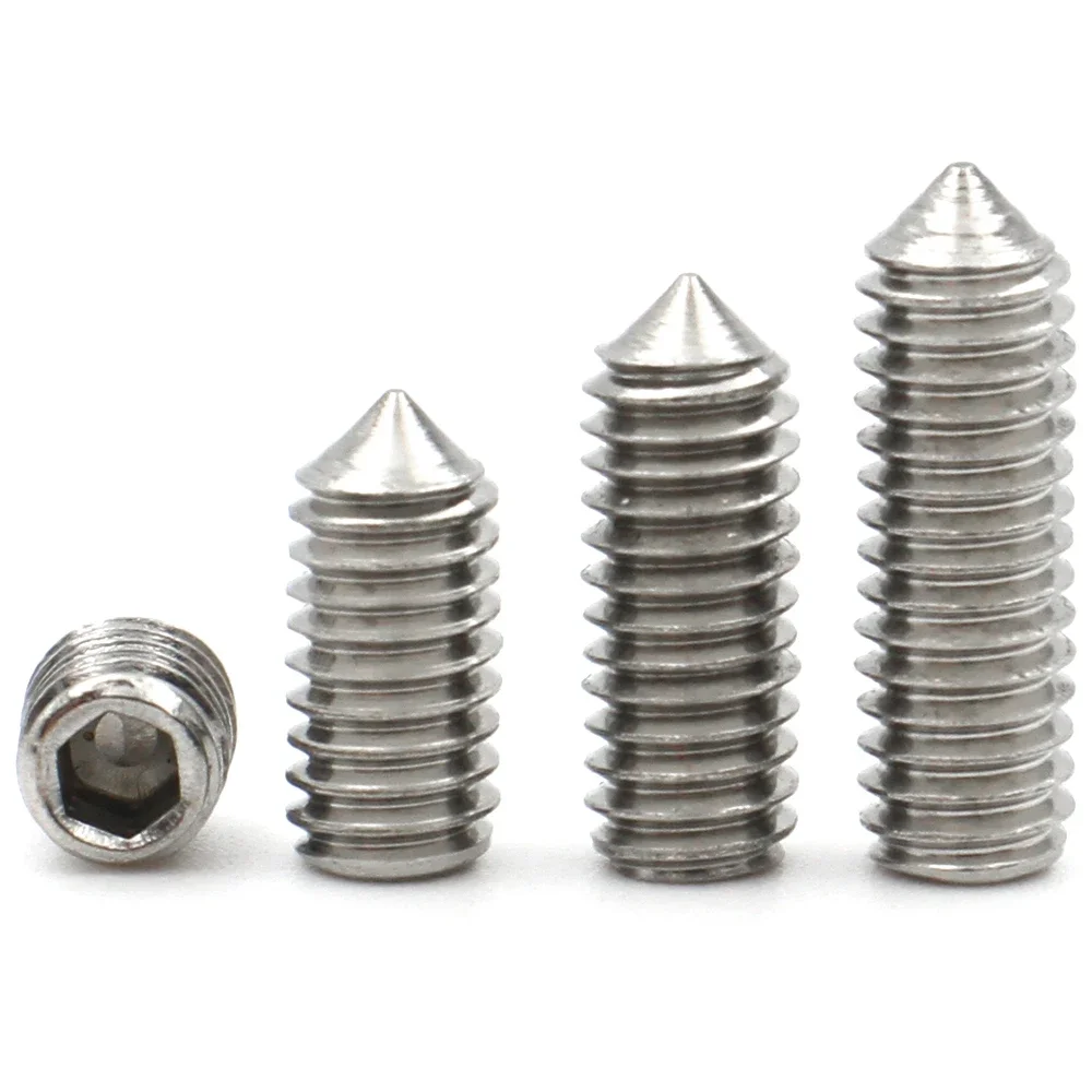 10/20/50pcs M2 M2.5 M3 M4 M5 M6 M8 12.9 Black Carbon Steel 304 Stainless Steel Hexagon Allen Head Cone Point Grub Set Screw Bolt