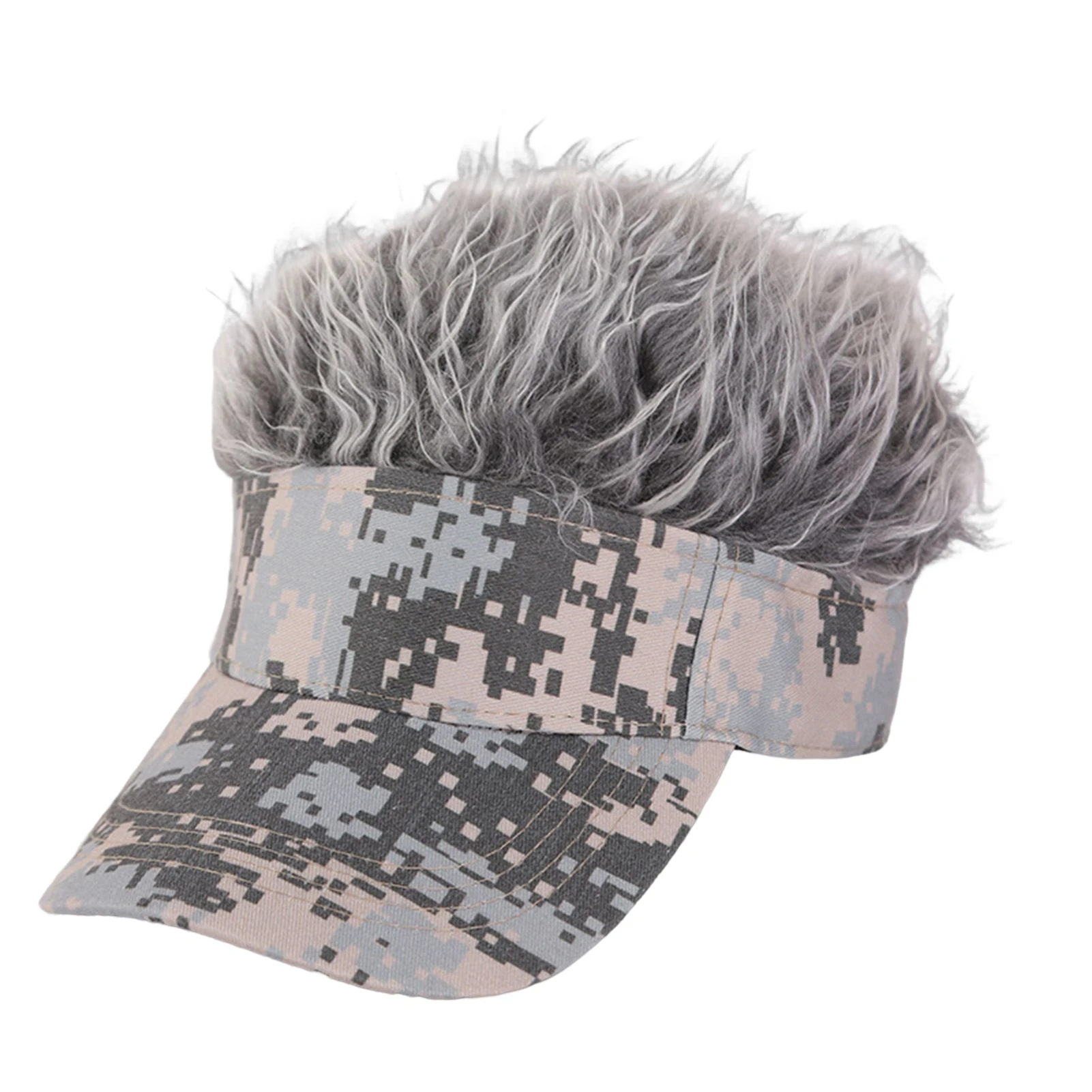 Fake Hair Baseball Hat with Wig Sun Protection Fake Hair Hat for Hiking Off-Roading Fishing Running