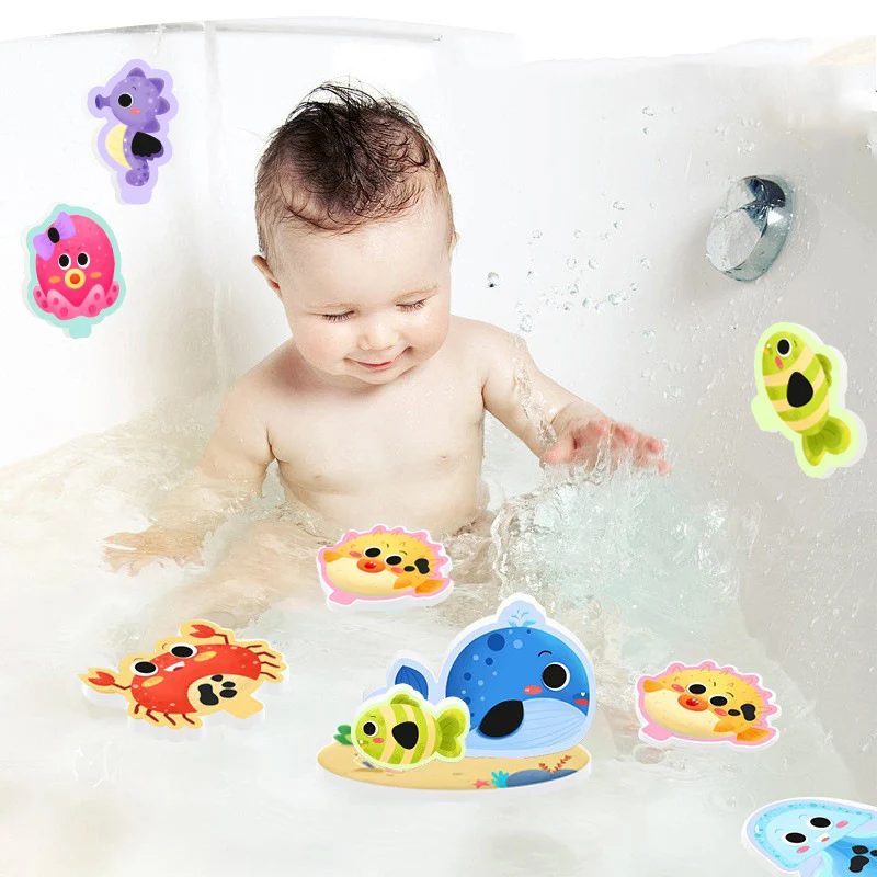 

Baby Bathroom Toys Soft EVA Paste Early Educational DIY Puzzles Toys Animal Sticker Bath Baby Water Toys for 0 12 Months 1 Years