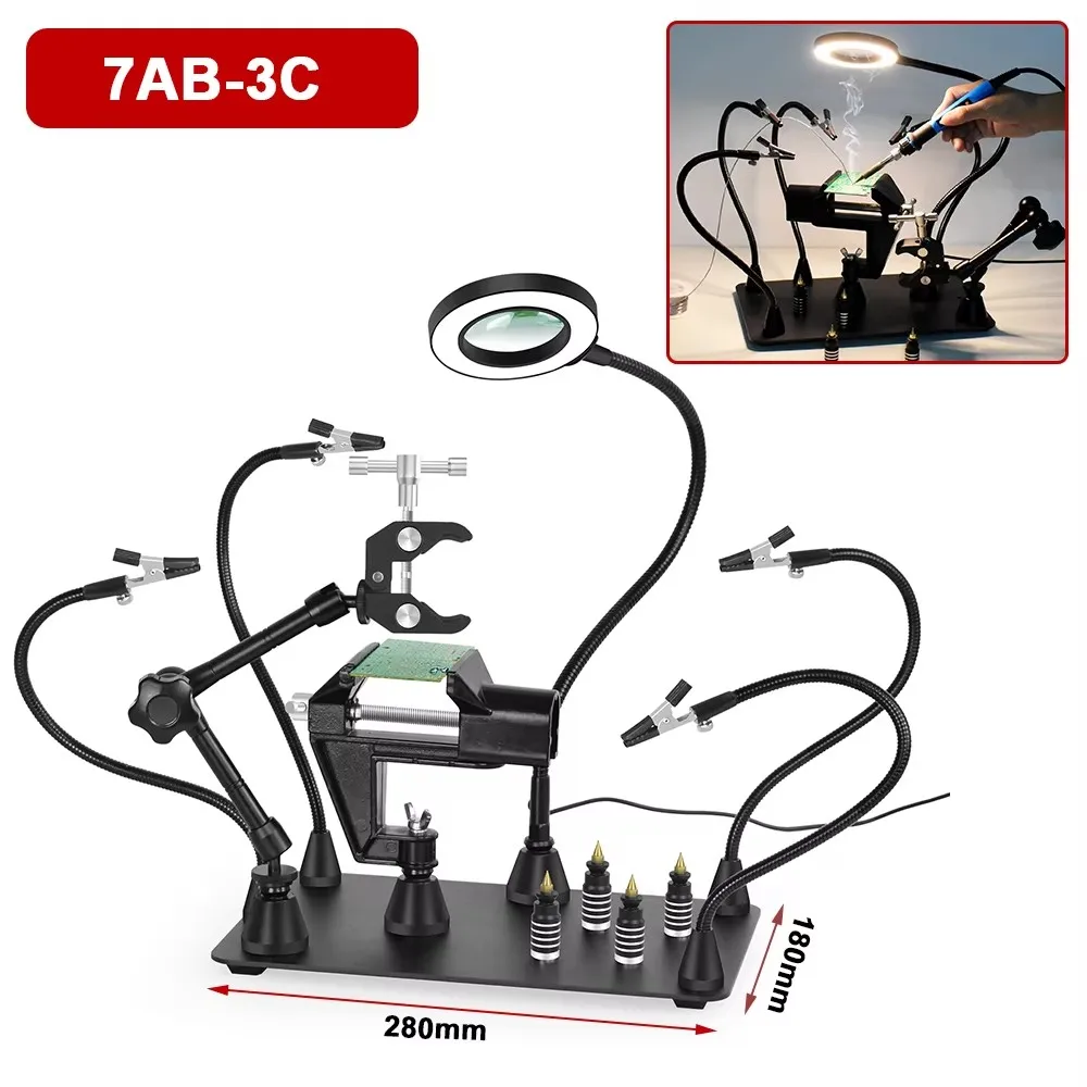 NEWACALOX Saldatura che aiuta la mano Supporto magnetico per PCB Supporto per circuito stampato Supporto per saldatore Braccio flessibile Strumento di saldatura