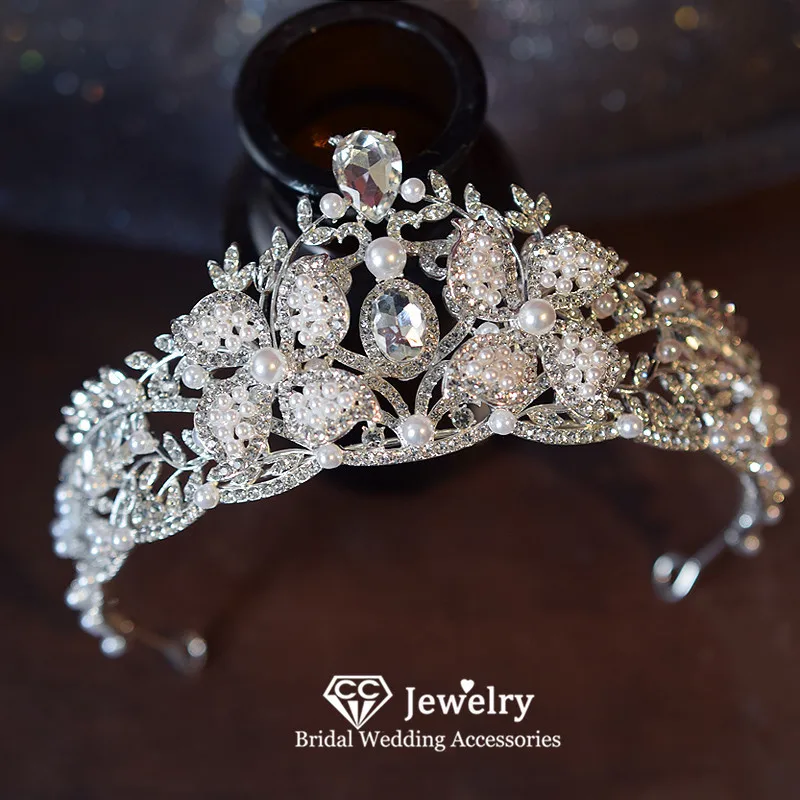 

CC Wedding Crown Women Accessories Bridal Headpiece Engagement Hair Ornaments 100% Handmade Shining Crystal Tiaras Party FO48