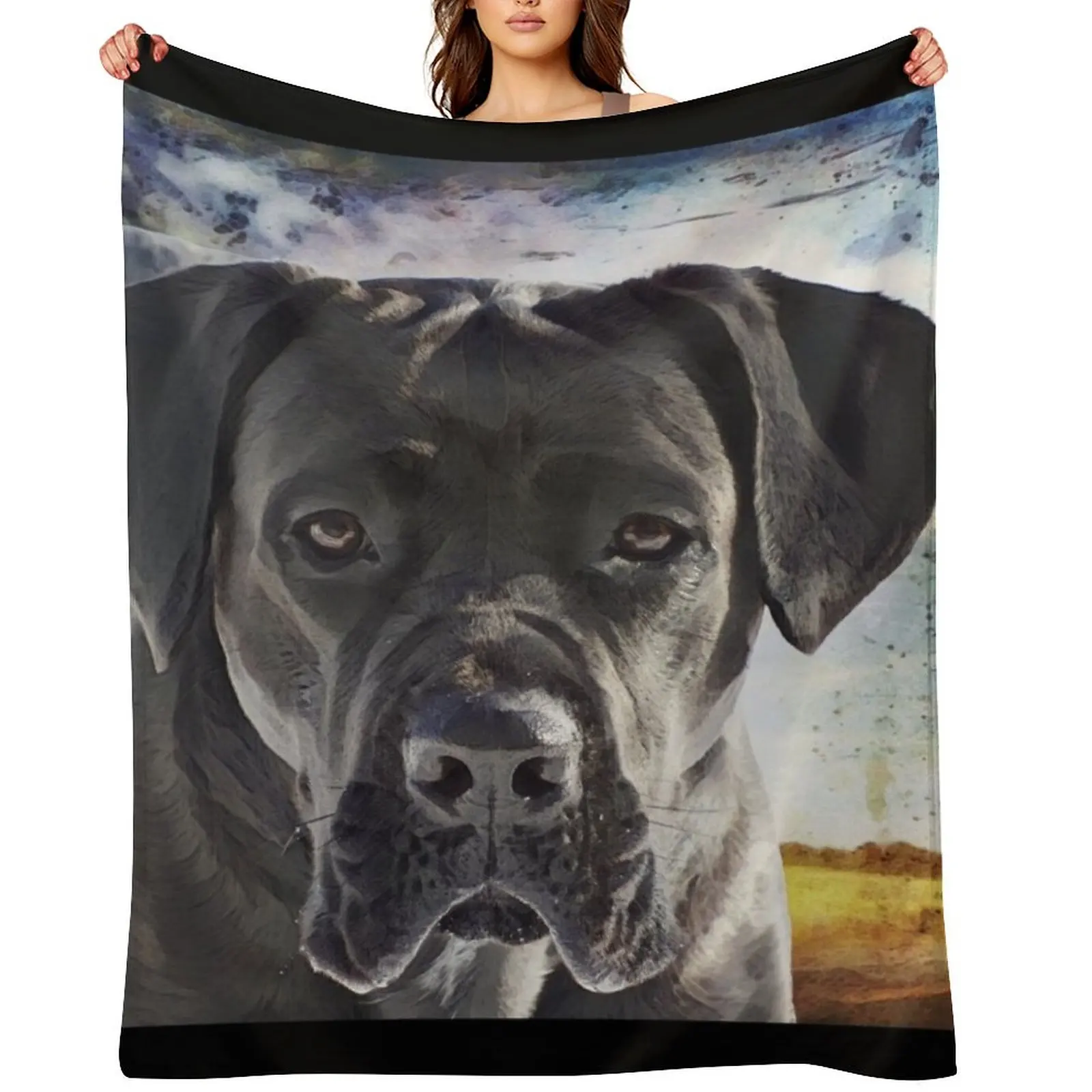 Cane Corso With Floppy Ears Throw Blanket Cute Plaid heavy to sleep Fashion Sofas wednesday Retros Plaid Blankets