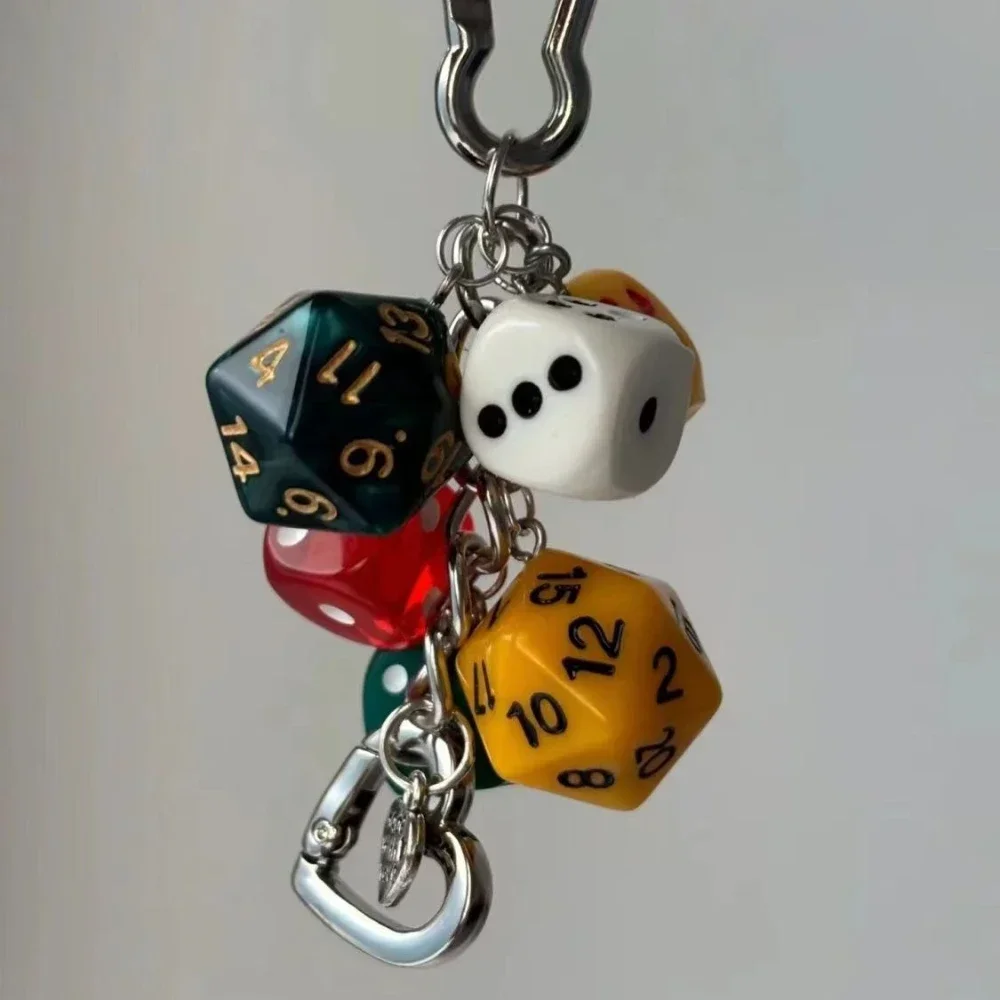 1PC Destiny Dice Keychain retro Design Personality Contrast Color Accessories Ornaments