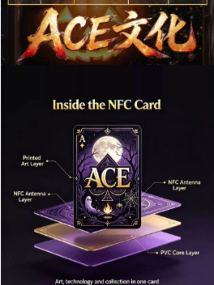 40 Anime IP ACE Metal Diamond Waifu Trading Cards NFC Smart Chip Collection TCG Booster Box Gift for Anime Fans Collectors
