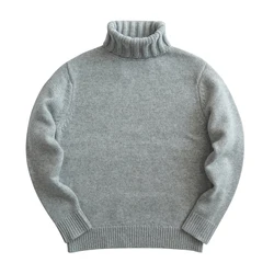 Sauce Zhan Mens Lambswool Sweater Winter Warm O-neck Wool Pullovers 100% Wool Thickened TurtleNeck