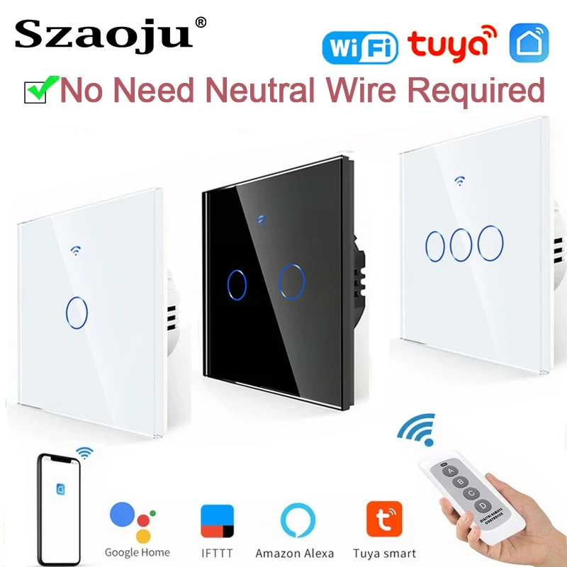 uya WiFi Touch Switch Light Wall Smart Switch For EU Smart Home Life Alexa Google Home 433RF WiFi Remote 1/2/3 Gang