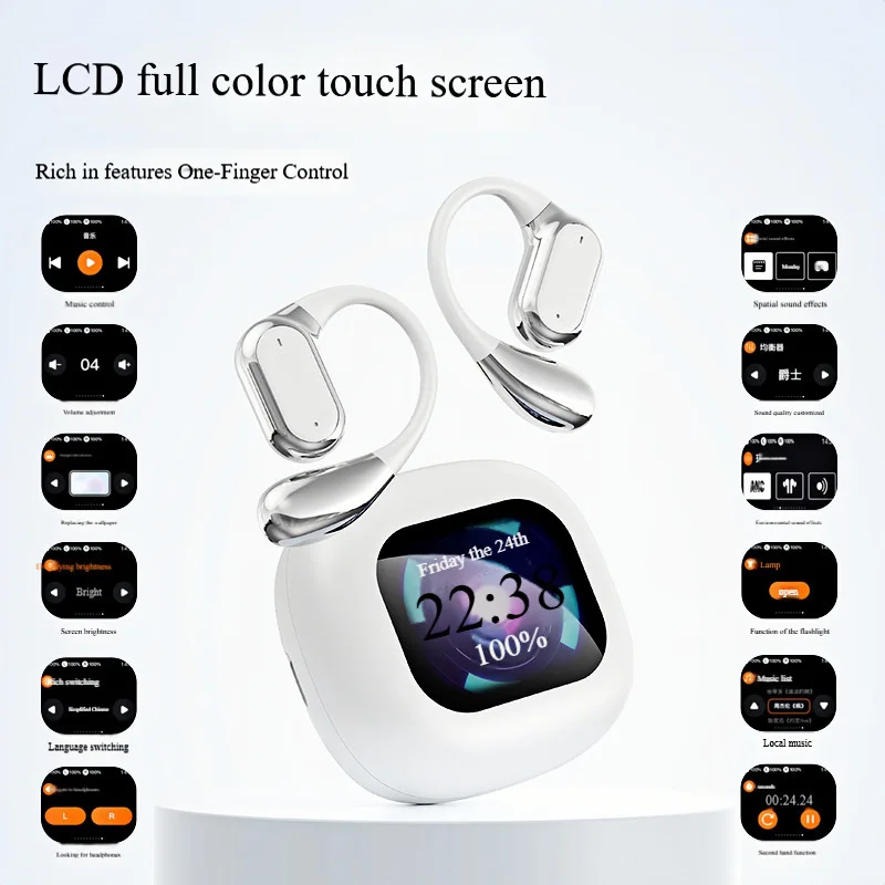 Multi-language Smart Ai Translator LCD Color Touch Screen Earpones Noise Reduction Earhook Simultaneous Interpretation Earpods