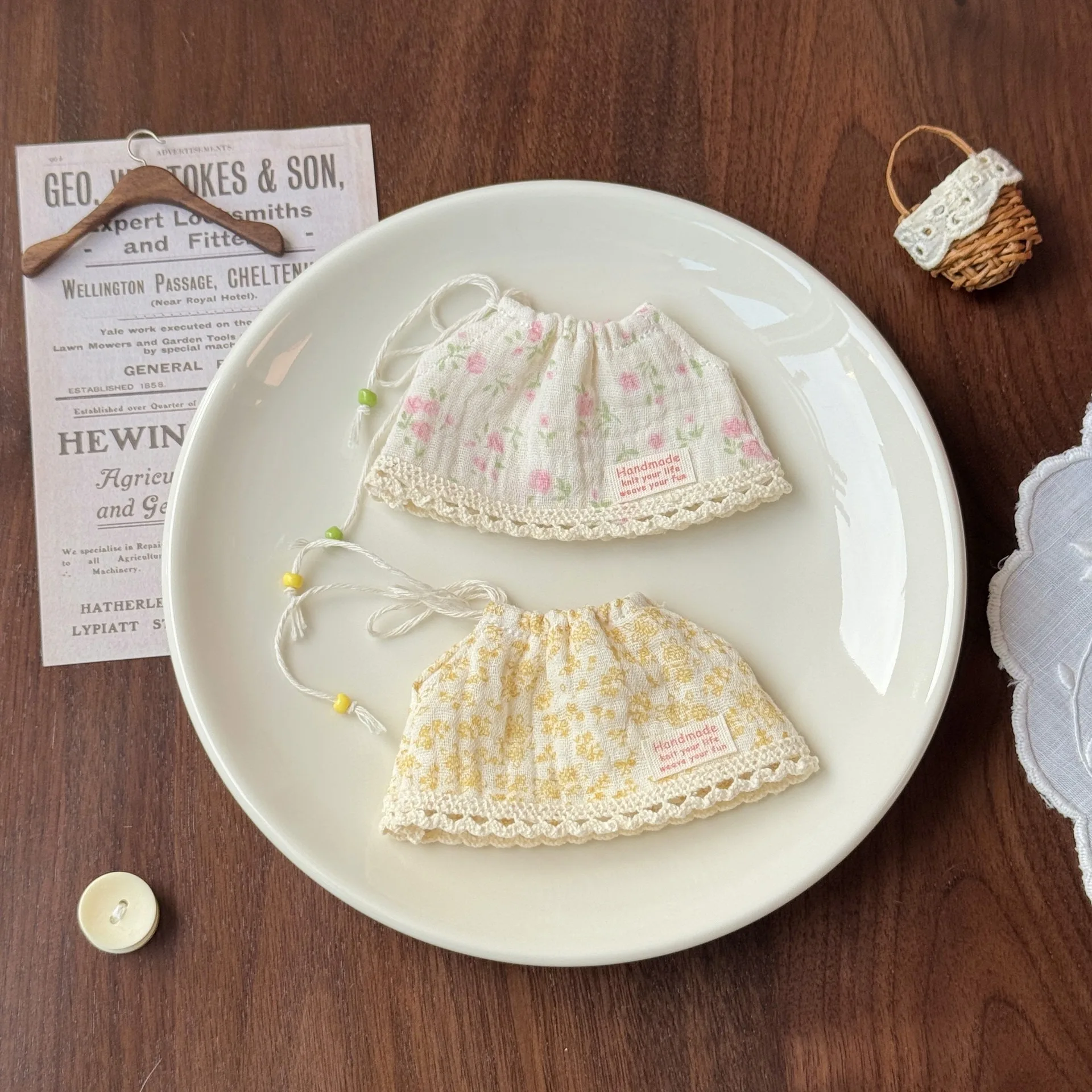 3 Styles Gauze Sleepwear with Headwrap for 10cm Stuffed Animal Doll Soft Cotton Breathable DIY Outfit Pink Yellow Purple Flower
