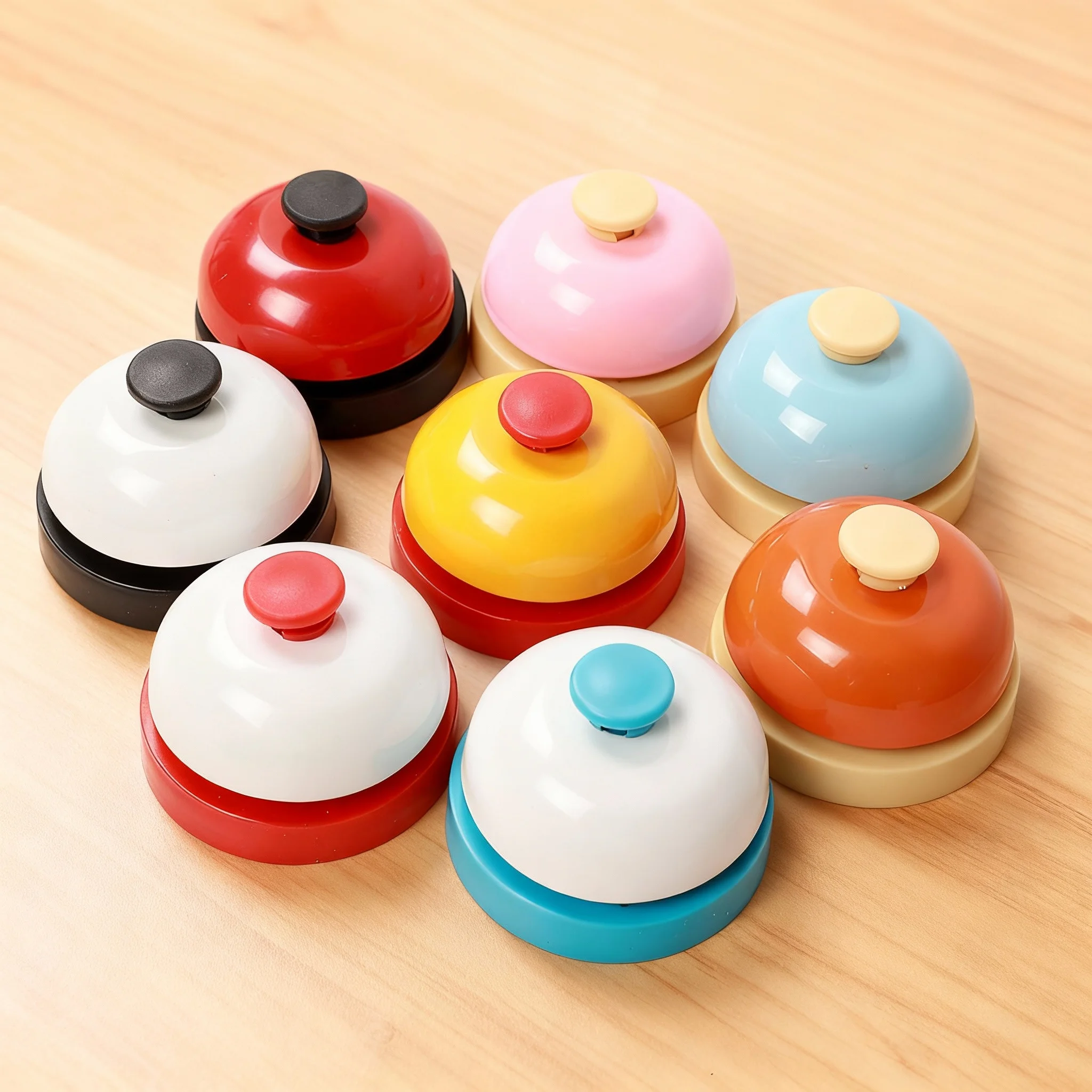 Table Order Bell Multi Color Handbell for Restaurant Kitchen Bar Waitstaff Call Pet Training Classroom School Party Games