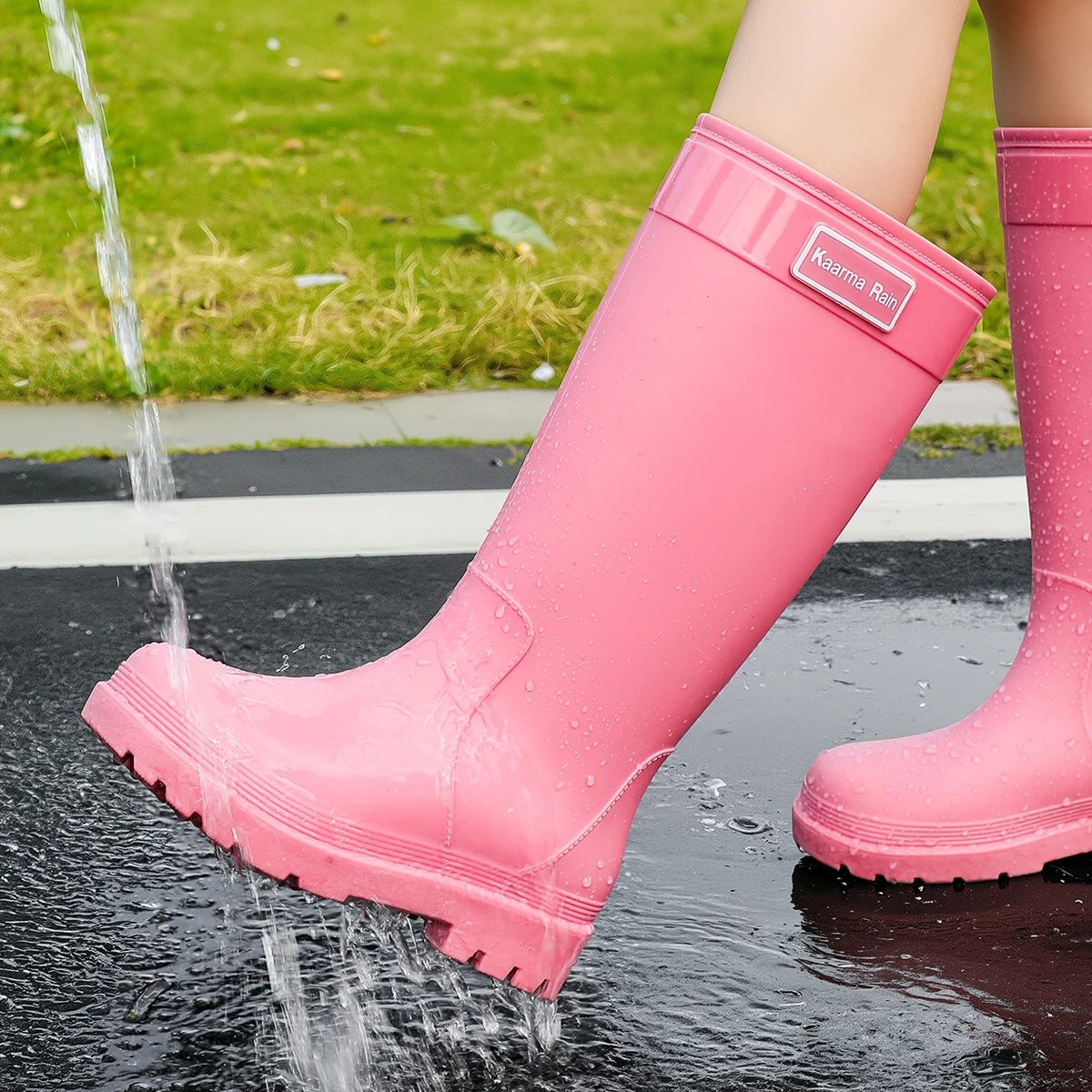 

Женские уличные ботинки для походов в дождливую погоду, водонепроницаемые резиновые сапоги на платформе, нескользящие, износостойкие, высокие до икры