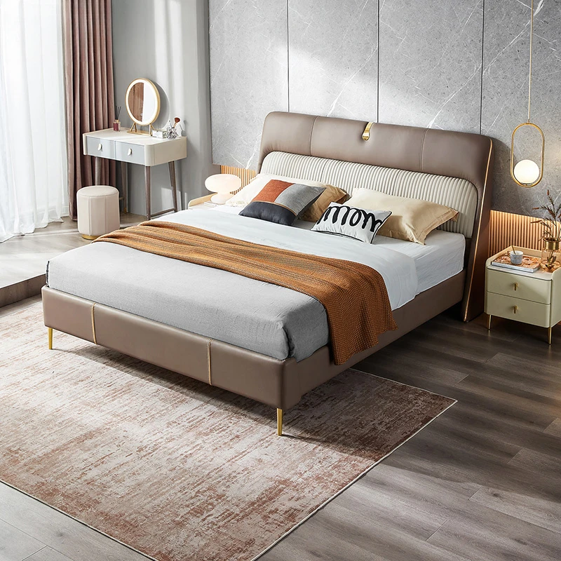 Soft Leather Beds Latest Bedroom Furniture Designs Queen Size Bed Design European Style Double Size Bedroom Furniture