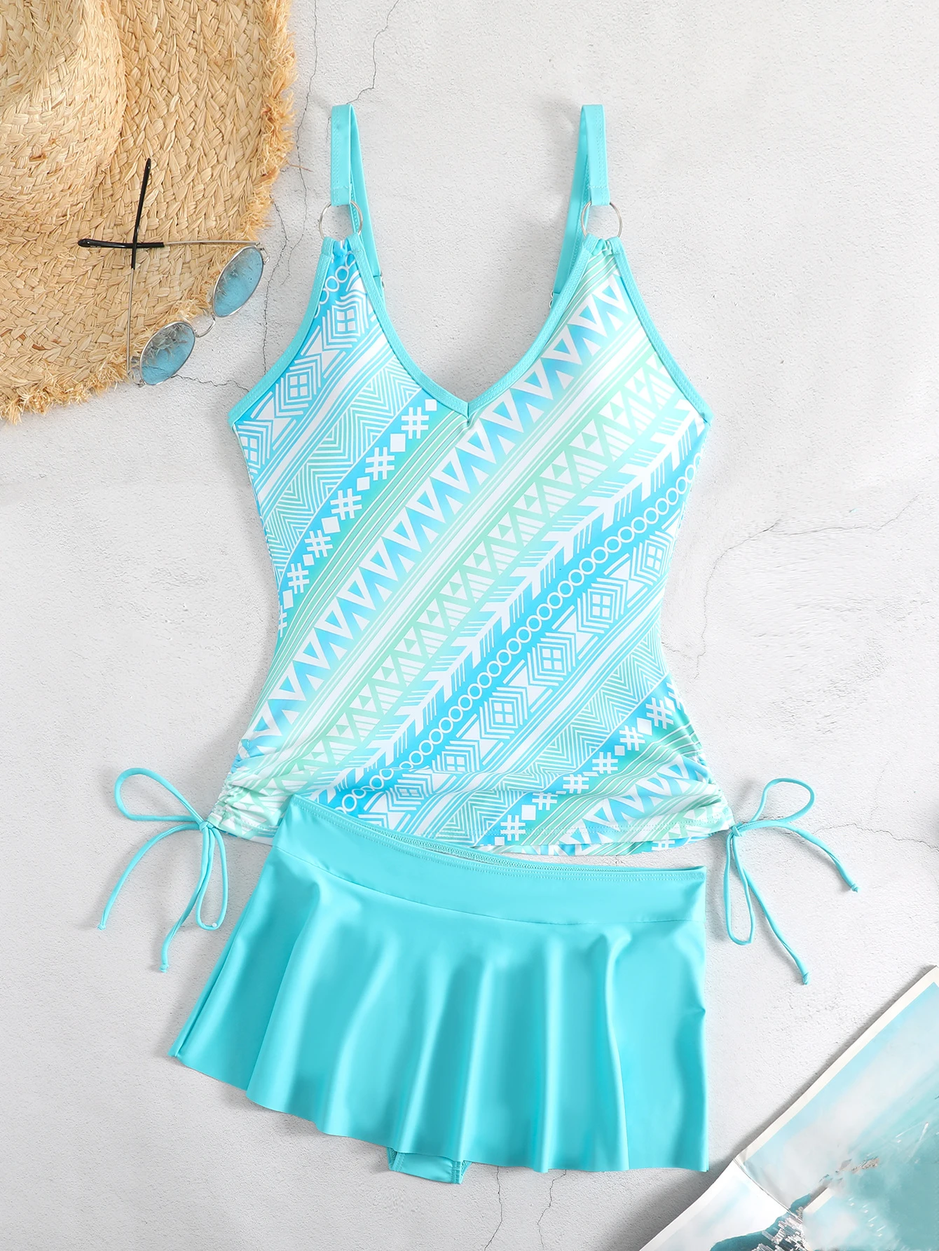 

Women's Bathing Suit Two Pieces Push Up Tankini Set Summer Sexy Beach Wear Print Drawstring Swimwear Print Women Swimsuit Skirt