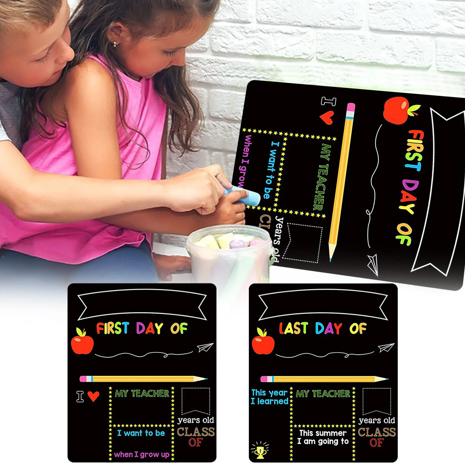 

Доска для мальчиков и девочек «Снова в школу», деревянные знаки, ручные доски с цветной печатью, двусторонняя школьная доска для первого и последнего дня