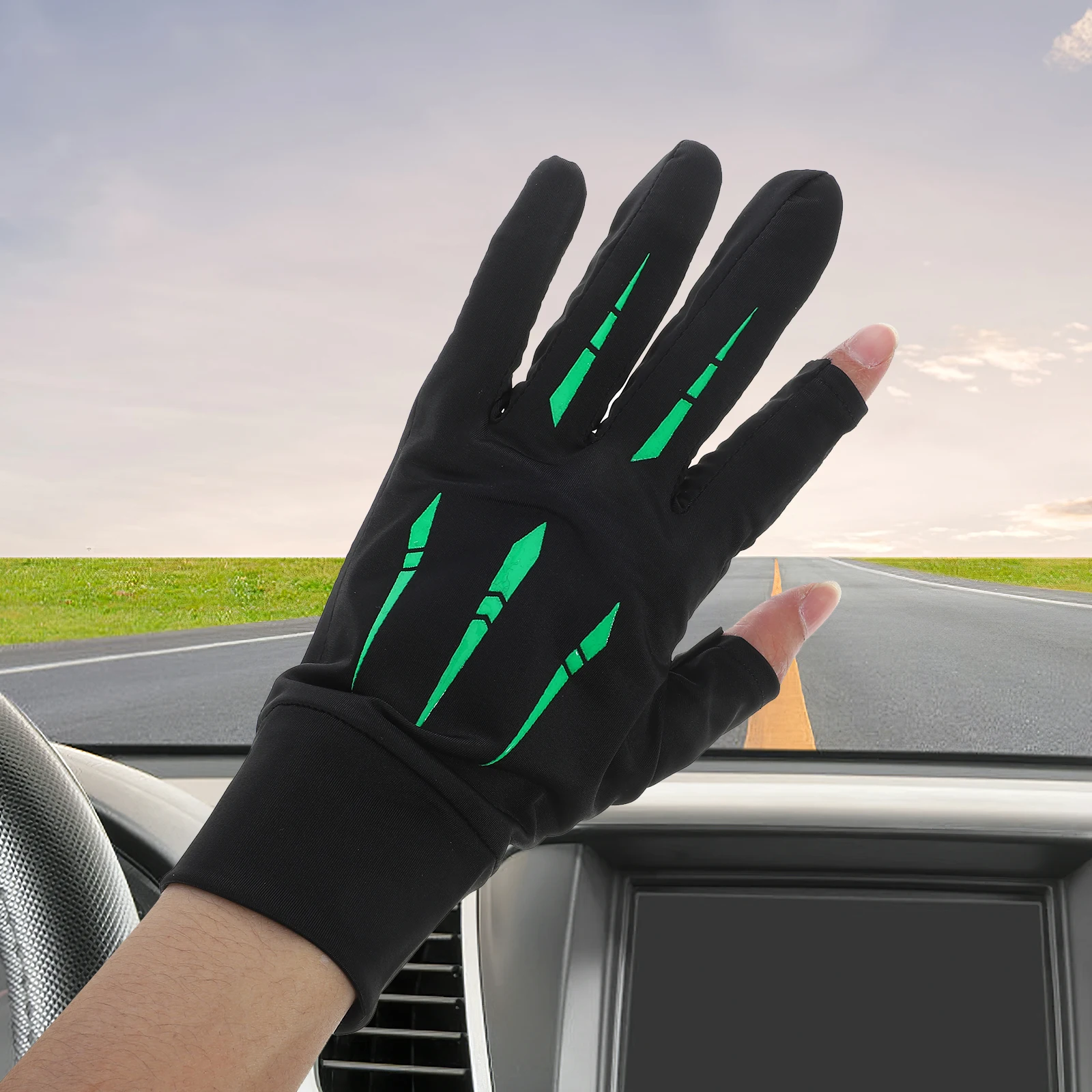 

1 Pair Sun Protection Gloves Ice Silk Anti-Ultraviolet Wear-Resistant Shockproof Anti-Slip Breathable Cycling Fishing Riding