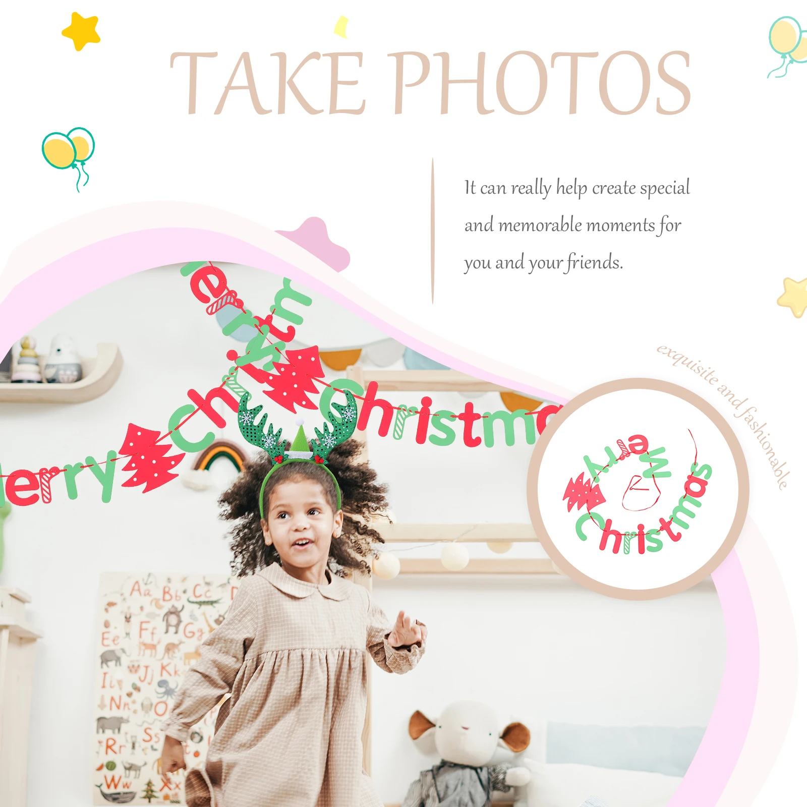 

3 Meters Christmas Tree Garland Bunting Flags For Wall Door Hallway Home Party Wedding Birthday Decorations Red Green