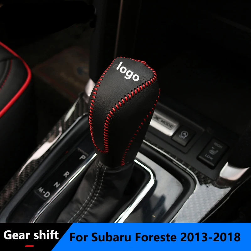 Gear Shift Knob Konb Cover For Subaru Forester 2013 2014 2015 2016 2017 2018 Car Leather Handbrake Cover Accessories