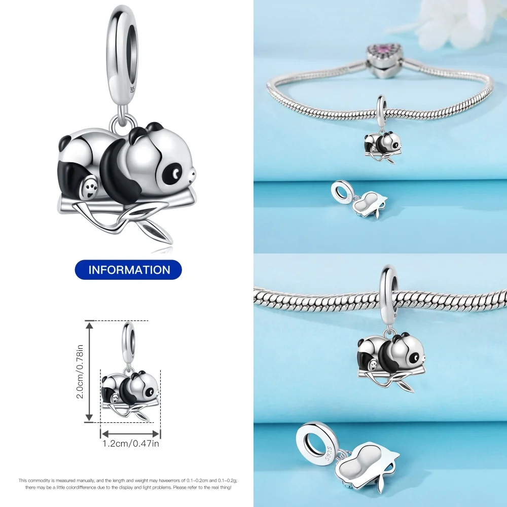 Cute Panda Penguin Charm 925 Sterling Silver Fun Bamboo Pandas Charms Bead Pendant For Women DIY Bracelets Fine Jewelry Gifts