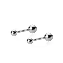 Ball Womens Earrings Silver 925 Ear Piercing Glossy Simple Cute Small Beads Screw Nut Silver Stud Earrings Girl Student