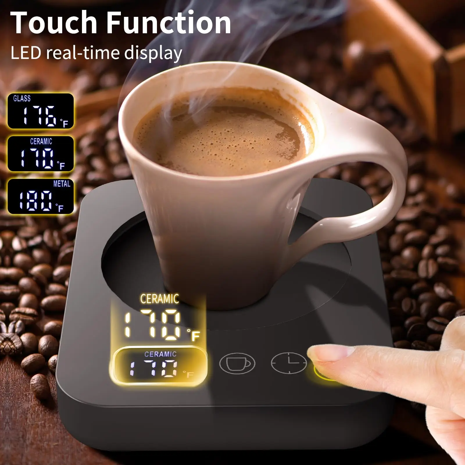 

220V/110V Mug Warmer Milk Heating Pad Coffee Cup Coasters Smart Electric Beverage Warmer Insulat 3 Gear Adjustable Office Home