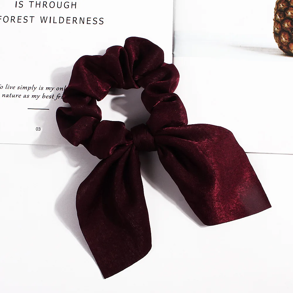 Leopard Bowknot Elastisches Haarband Frauen Einfarbig Scrunchie Mädchen Haargummi Pferdeschwanz Halter Stirnband Haar Seil Haar Zubehör – Detail 24