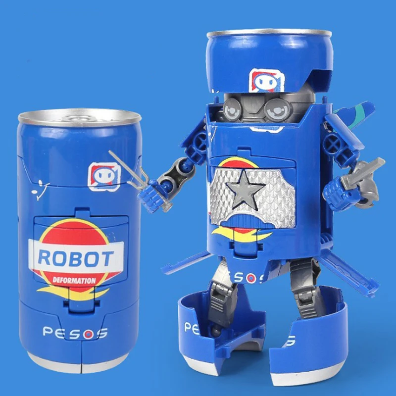 2023 Hot Novelty Creative Superman Deformation Soda Samurai Robot Drink Can Deformation Toys Kid Boys Cartoon Funny Holiday Gift