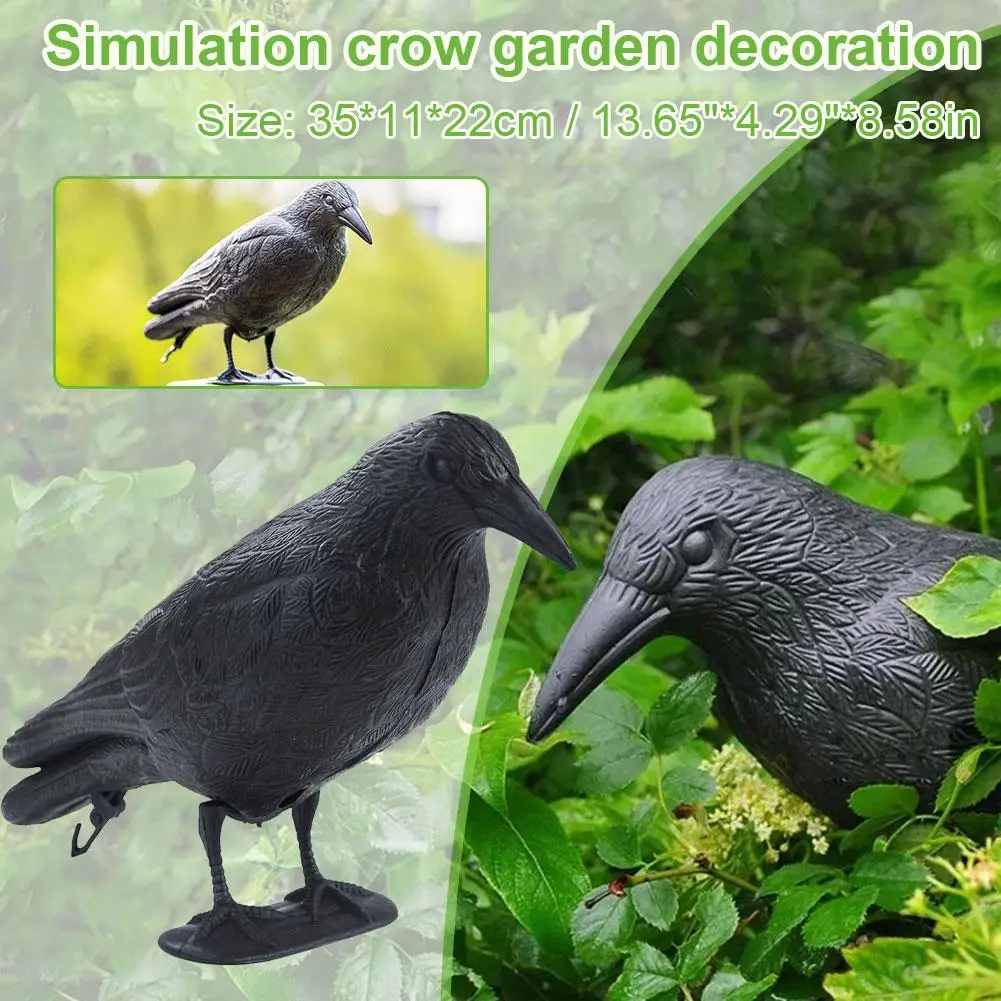 Plastic Simulation Crow Garden Decor Black Raven Garden Pest Scarer Deterrent Control Decor Mice Scarecrow Bird Repeller De A7S5