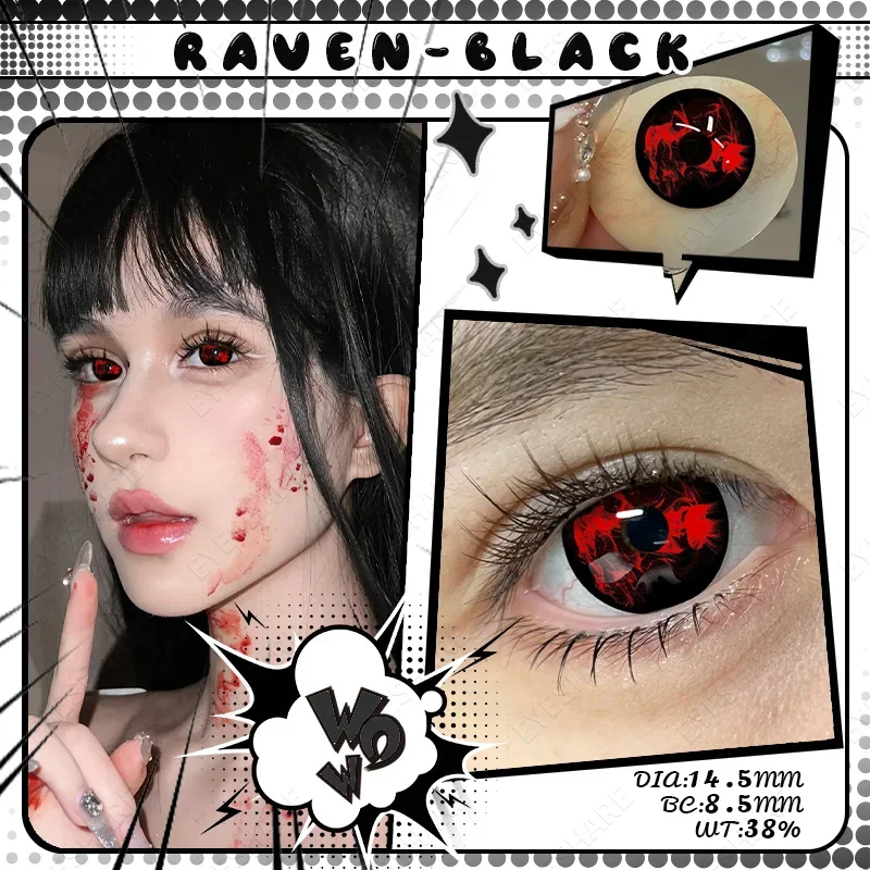 EYESHARE Cosplay Farbige Kontaktlinsen für Augen, jährliche Verwendung, Make-up, verrückte Halloween-Schönheit, rote Kontaktlinsen, Augenkosmetik – Detail 19