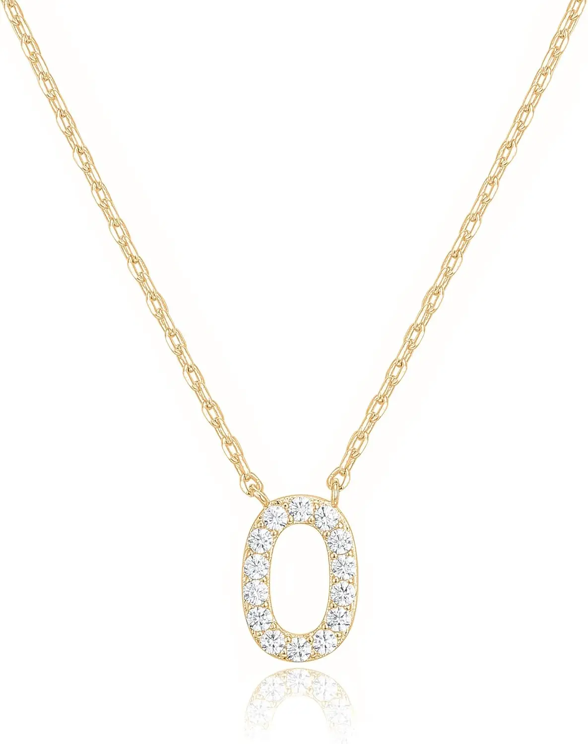 

PAVOI 14K White Gold Plated Cubic Zirconia Initial Necklace | Letter Dainty Necklaces for Women