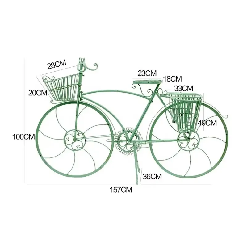 Bike Flower Pot White Garden Planter Decorative Metal Wedding Bicycle Garden Flower Stand Plant Holder Plantas Accesorios