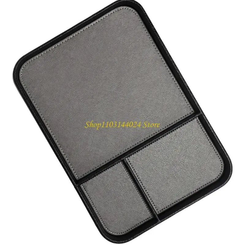 N5KE 3 Compartment Valet Tray in Synthetic Leather with Stitched Construction for Wallets, Watches and Entryway Items