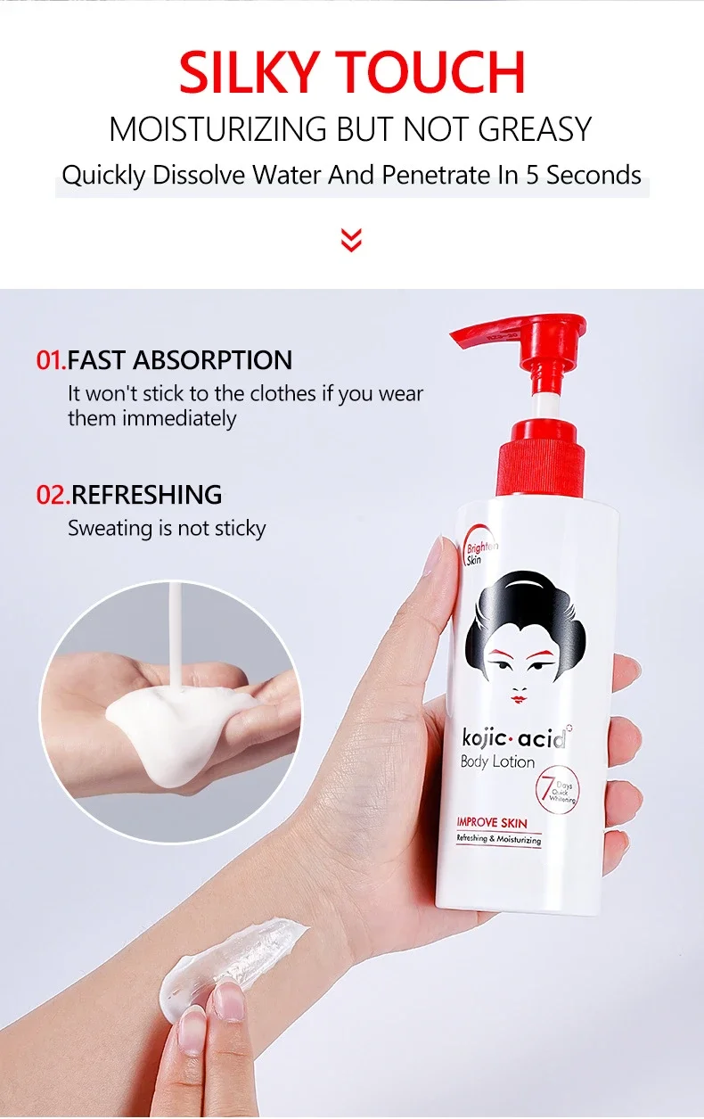 Kojic acid Whitening Skin Lightening Body Lotion Bleaching Cream Retinol A & Vitamin E Dark Spot Treatment for Women 230ml