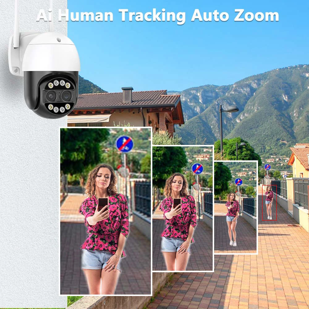 Imagem -06 - Ptz Wifi2k 4mpexternarastreamento Humano Aiáudio Bidirecionalcâmera de Segurançacasa Inteligente 4k 8mplente Dupla2.8 mm 12 Mmzoom 8xcâmera ip