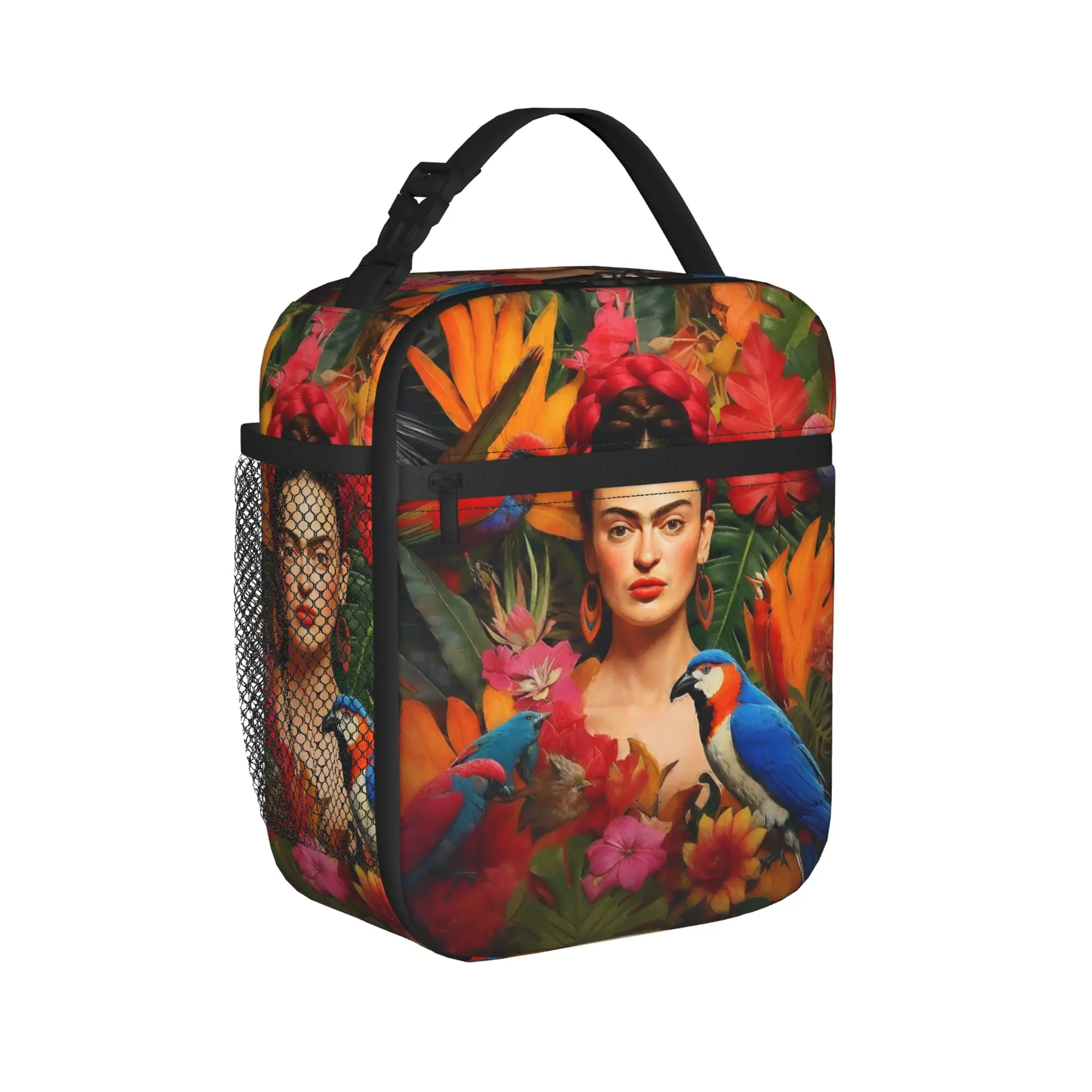 Fridas Mexican Artist Kahloo Insulated Lunch Bags Thermal Bag Reusable,Lunch Container High Capacity Tote Lunch Box Bento Pouch