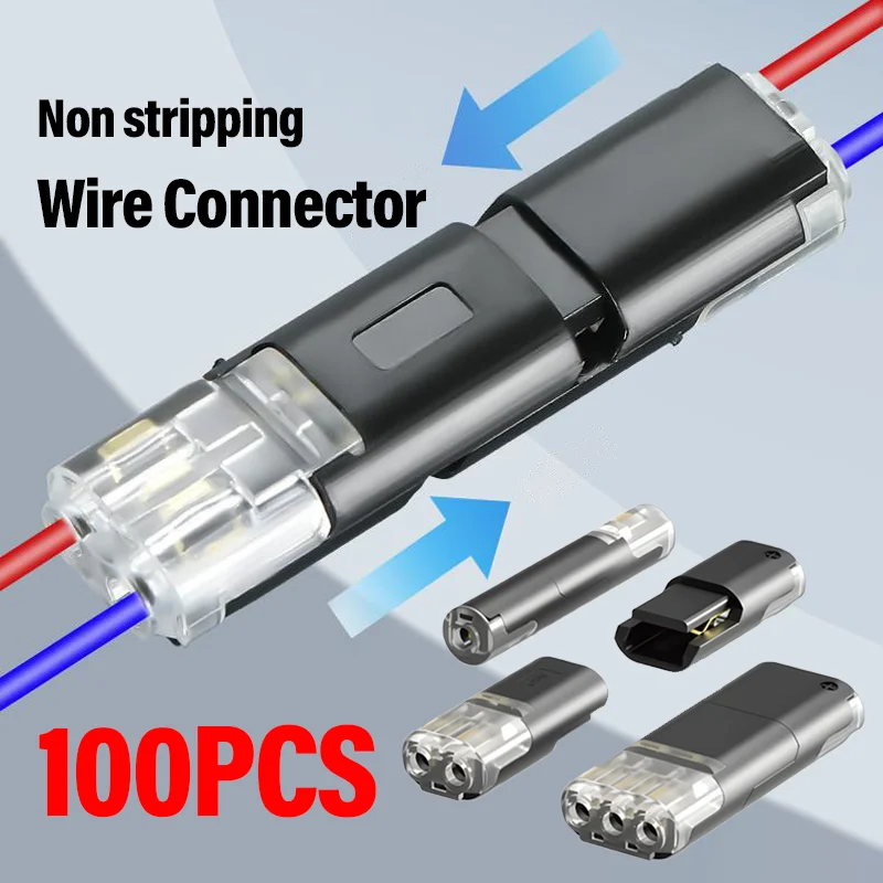 

Electrical Wire Terminal No Stripping Quick Cable Connectors Dual Line Interconnection Detachable Safety Electric Wire Connector