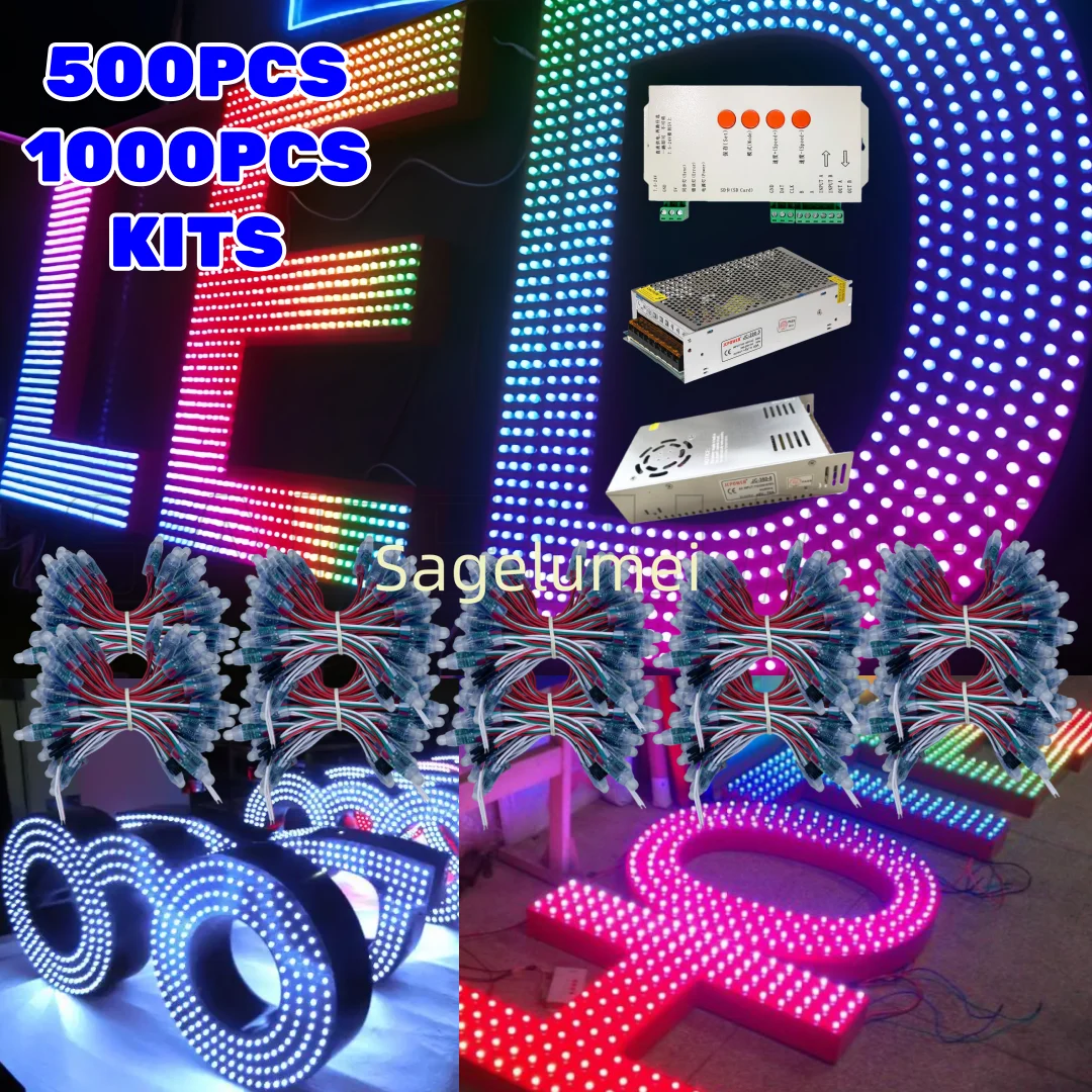 

DC5V 500pcs 1000pcs led pixel module with WS2811 IC full color waterproof RGB Programmable pixel lights for Advertising Design