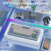 AULA F75 Mechanical Keyboard 75% Layout OEM Profile Gasket 2.4G Wireless/Bluetooth Wired RGB PBT Customized Pc Gaming Keyboard