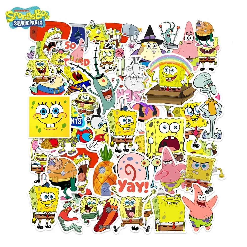 50 Stück SpongeBob Offiziell Lizenzierte Vinyl-Aufkleber Hochwertige Tentakel-Aufkleber für Wasserflaschen Wasserdichte DIY-Aufkleber – Detail 1