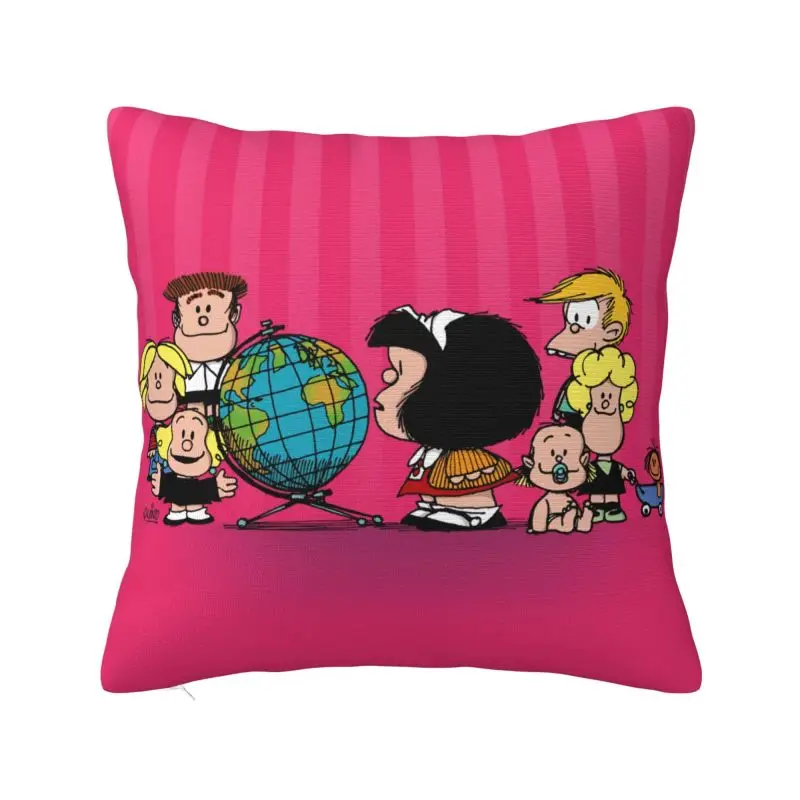 

Mafalda Friends Modern Throw Pillow Cover Decoracion Salon Case Quino Comic Cartoon Cushion