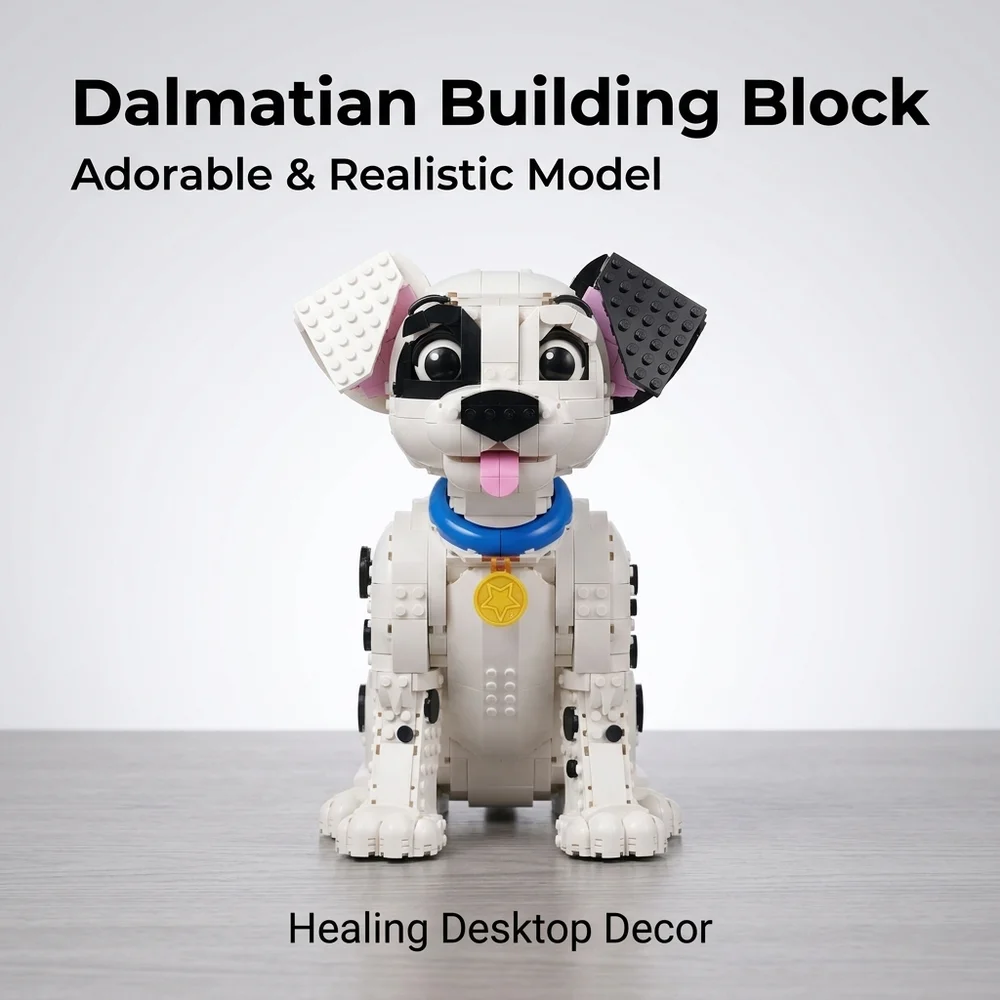 

Hot New Moc Spotted Dog 1722pcs Building Blocks, Cute Pet Model Home Ornament, Creative Assembly Gift For Boys & Girls