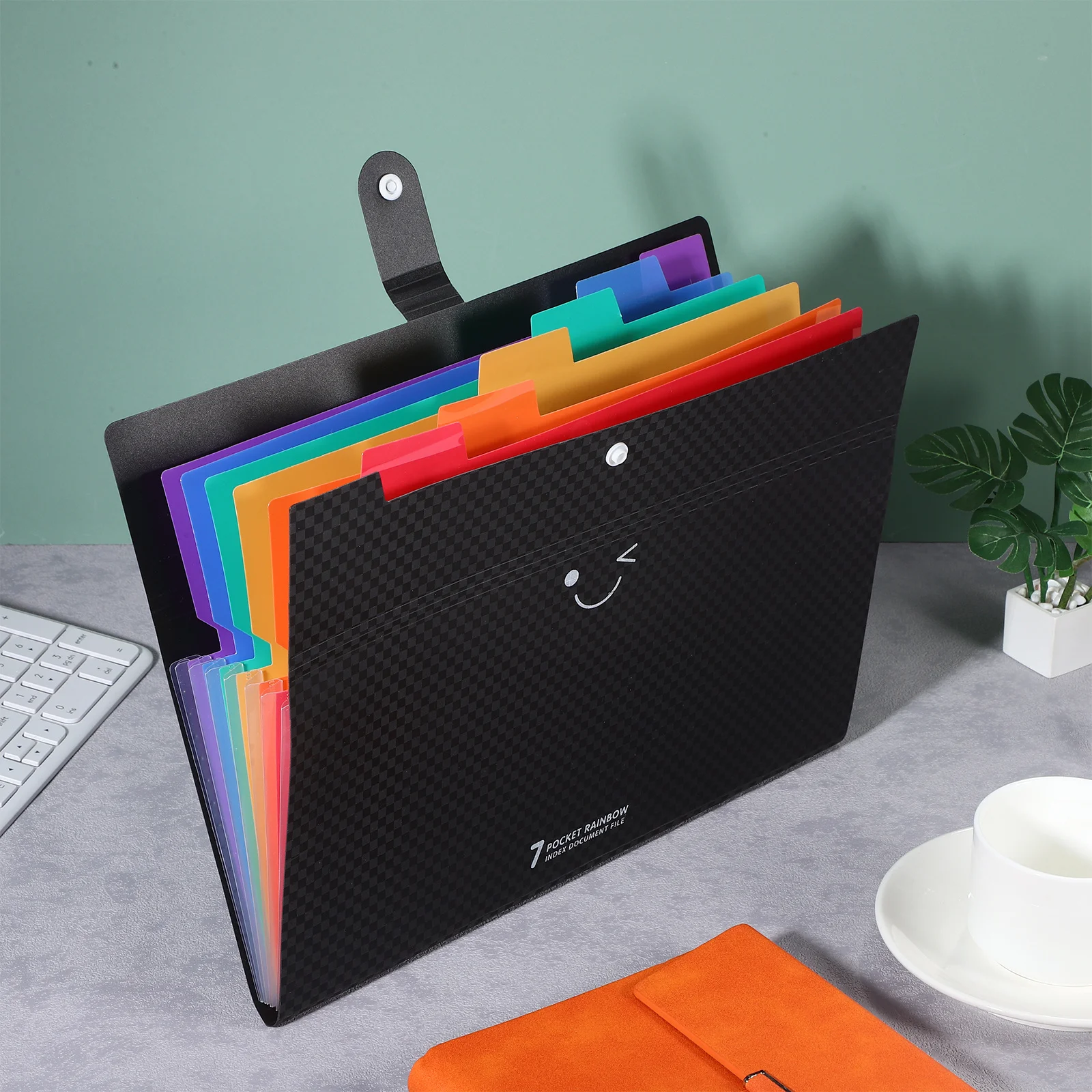 Expanding File Folder Checkerboard Pattern Heavy Duty Plastic Color File Organizer Large Capacity Document Organizer Receipt