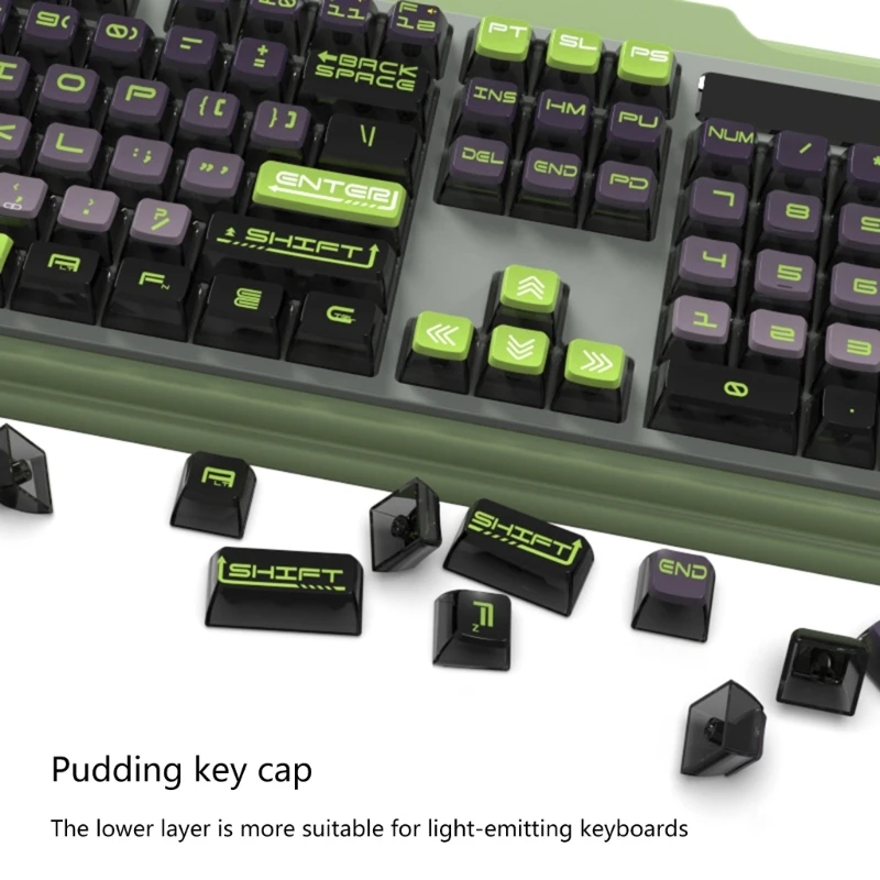 116 مفتاحًا باللون الرمادي والأخضر ASA Puddings Keycaps اللون للوحات المفاتيح الميكانيكية